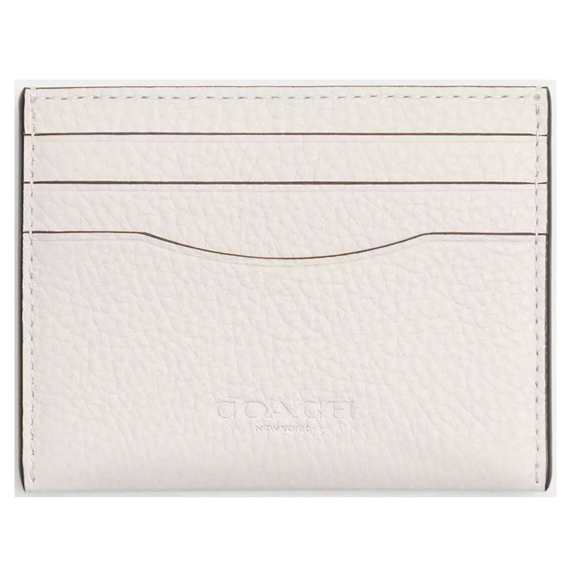Coach Women's Card Case - Refined Pebble Leather Slim Id, Chalk | CP209 CHK