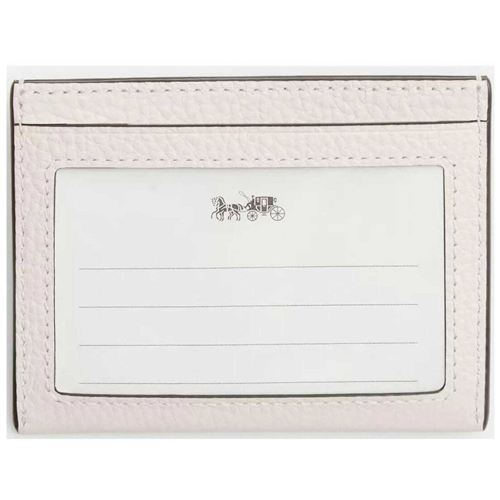 Coach Women's Card Case - Refined Pebble Leather Slim Id, Chalk | CP209 CHK