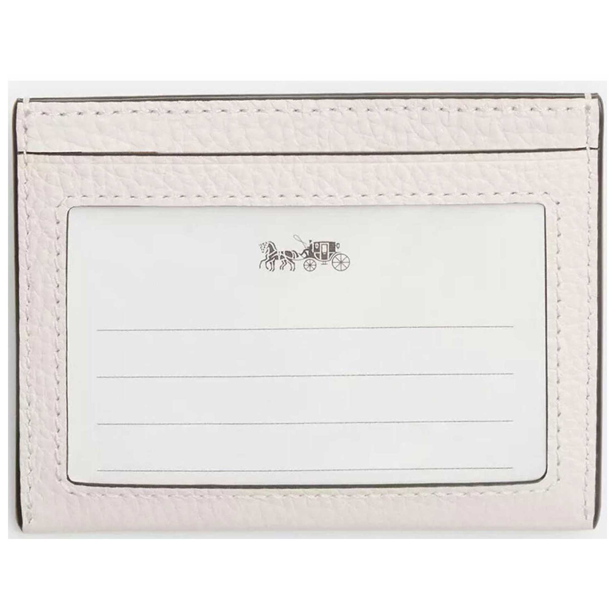 Coach Women's Card Case - Refined Pebble Leather Slim Id, Chalk | CP209 CHK