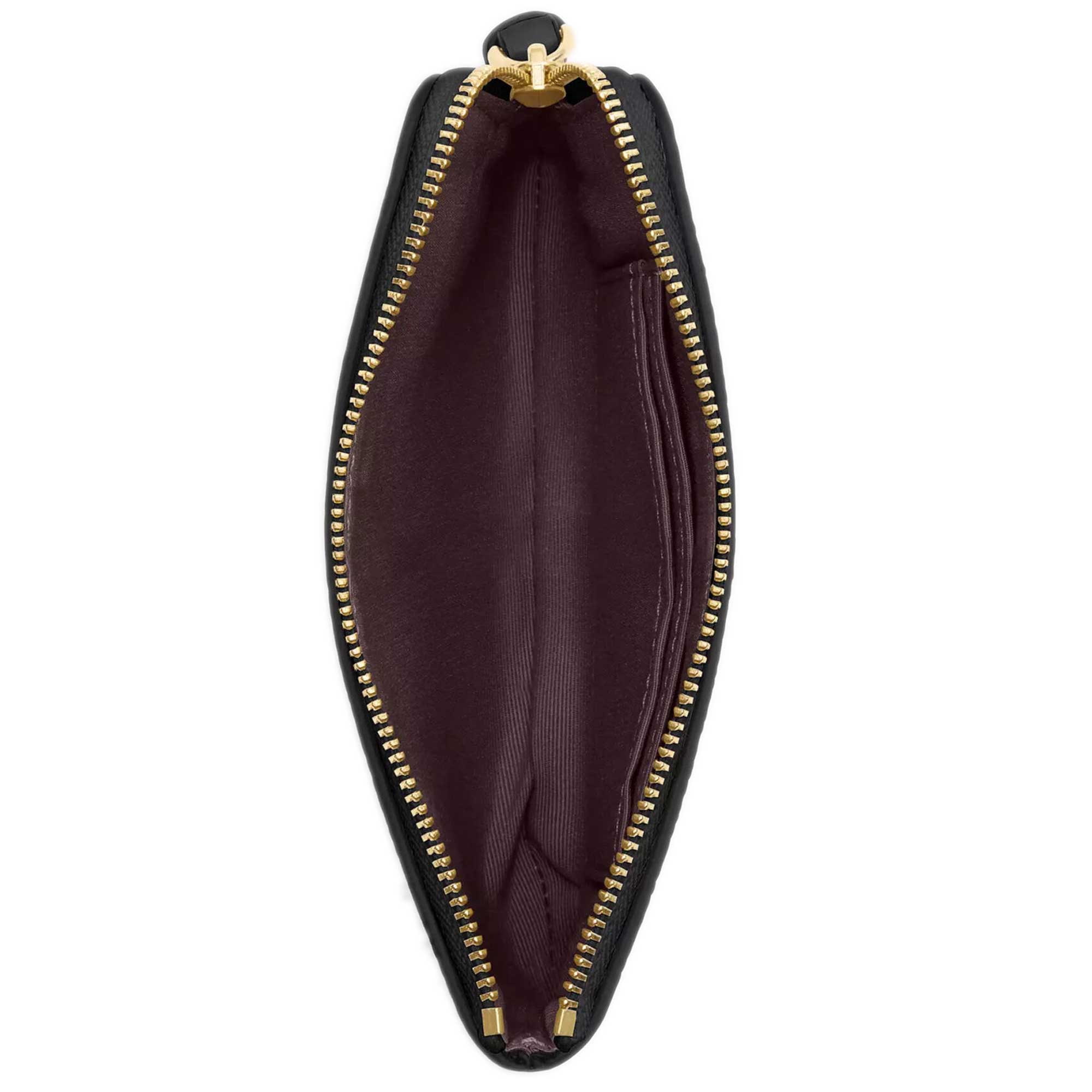Coach Women's Wristlet - Pebble Leather Corner Zip, Gold/Black | CP483 BLK