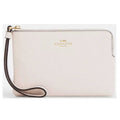 Coach Women's Wristlet - Pebble Leather Corner Zip, Gold/Chalk | CP483 CHK