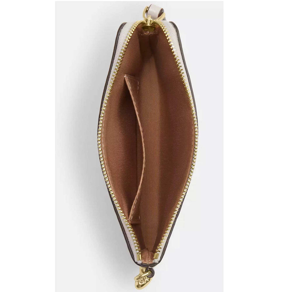 Coach Women's Wristlet - Pebble Leather Corner Zip, Gold/Chalk | CP483 CHK