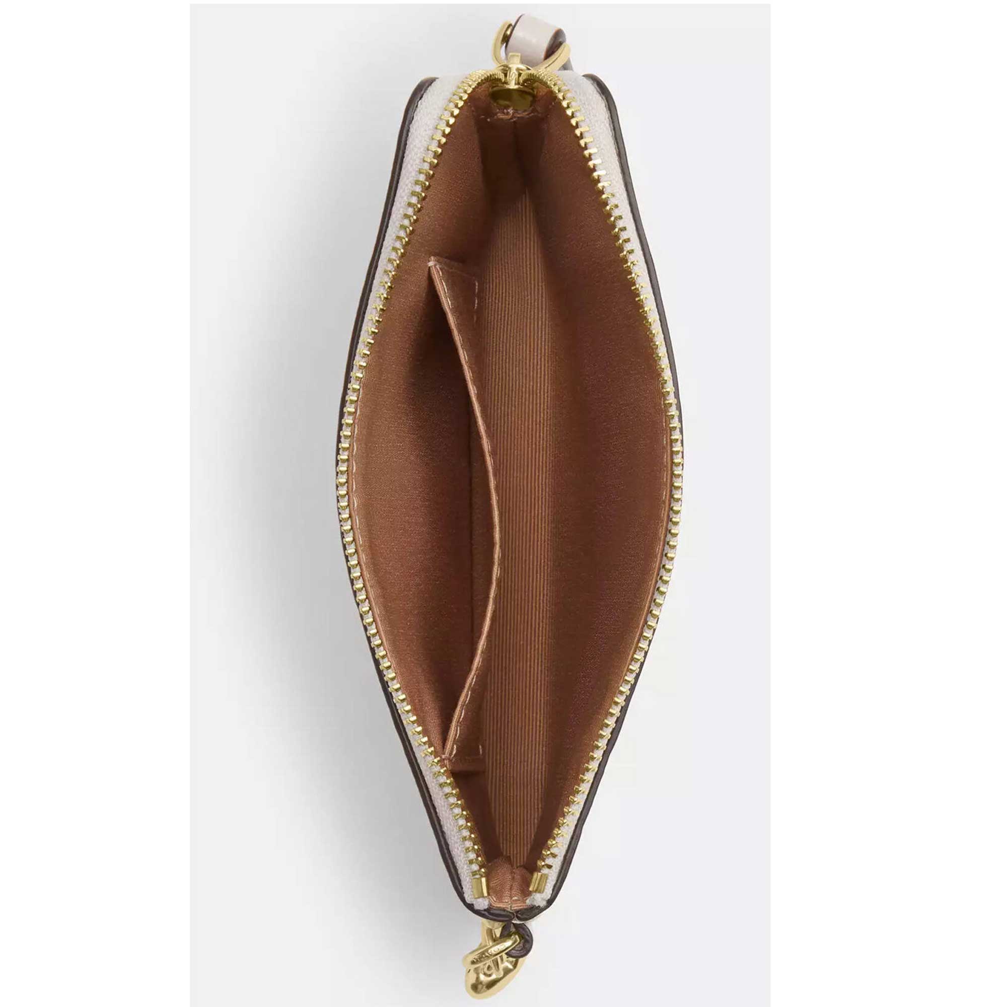 Coach Women's Wristlet - Pebble Leather Corner Zip, Gold/Chalk | CP483 CHK