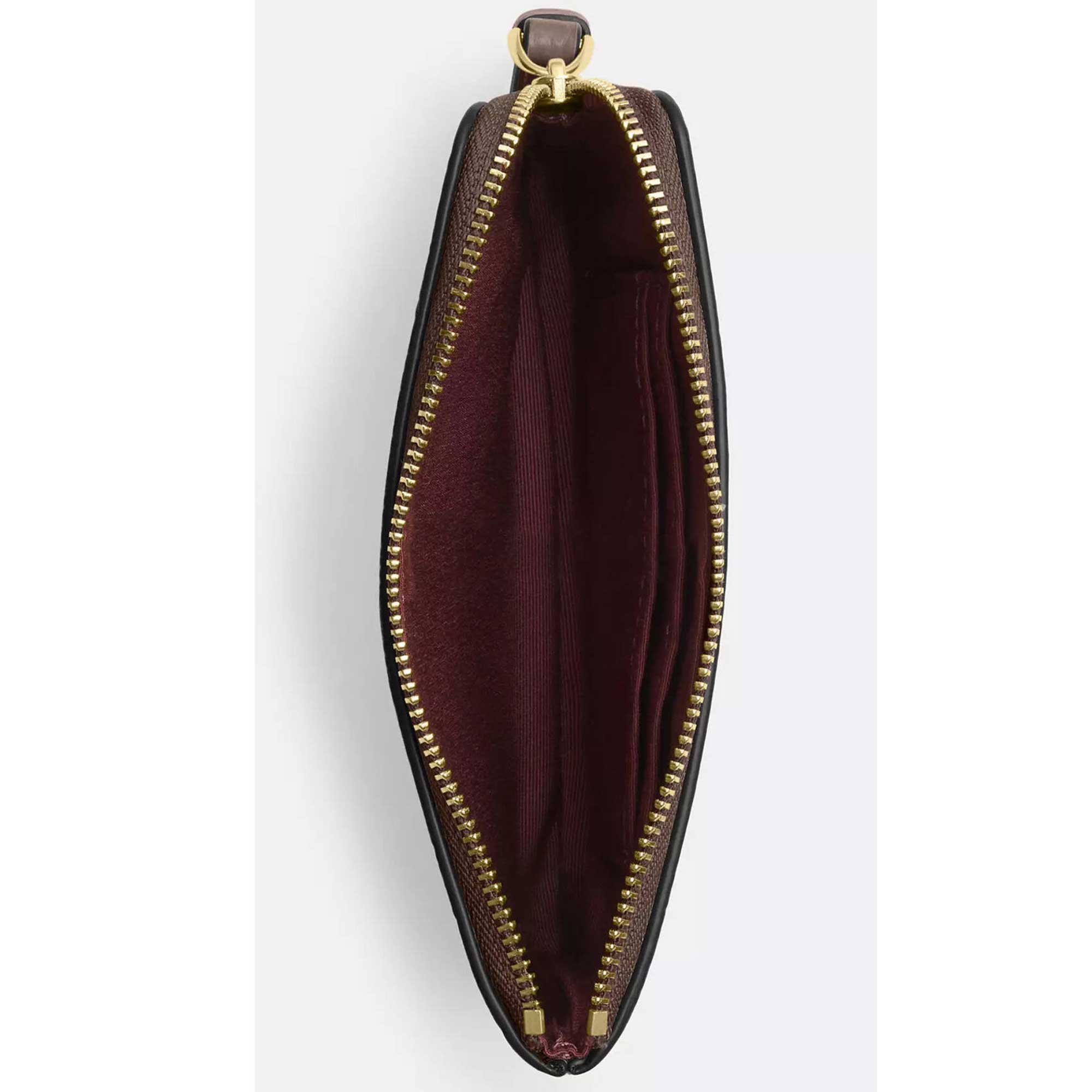 Coach Women's Wristlet - Corner Zip Pebble Leather, Gold/Dark Stone | CP483 DK STE