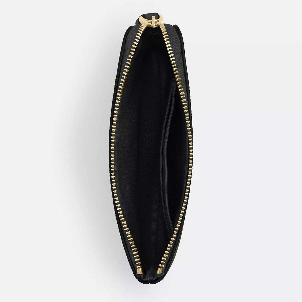 Coach Women's Wristlet - Crossgrain Leather Corner Zip, Gold/Black | CV396 BLK