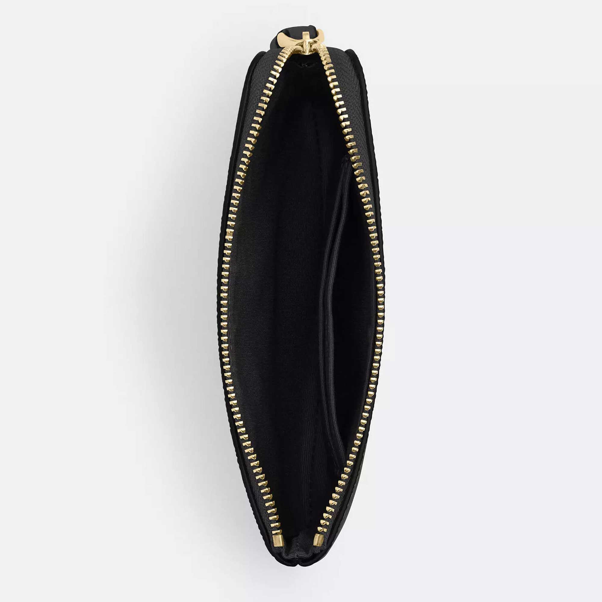 Coach Women's Wristlet - Crossgrain Leather Corner Zip, Gold/Black | CV396 BLK