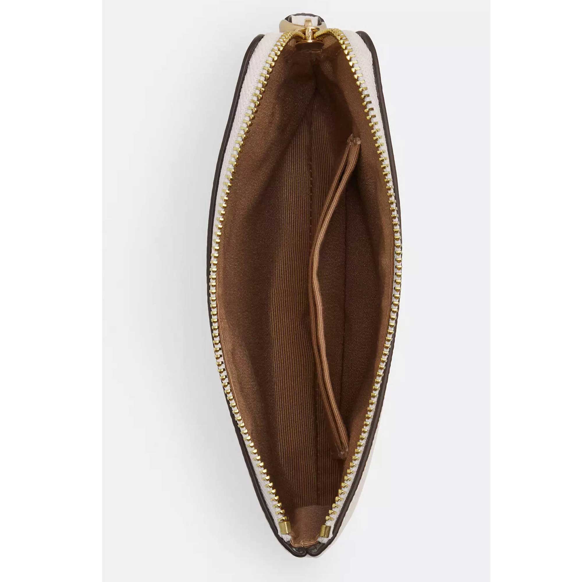 Coach Women's Wristlet - Crossgrain Leather Corner Zip, Gold/Chalk | CV396 CHK