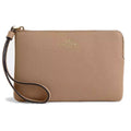 Coach Women's Wristlet - Crossgrain Leather Corner Zip, Gold/Taupe | CV396 TAE