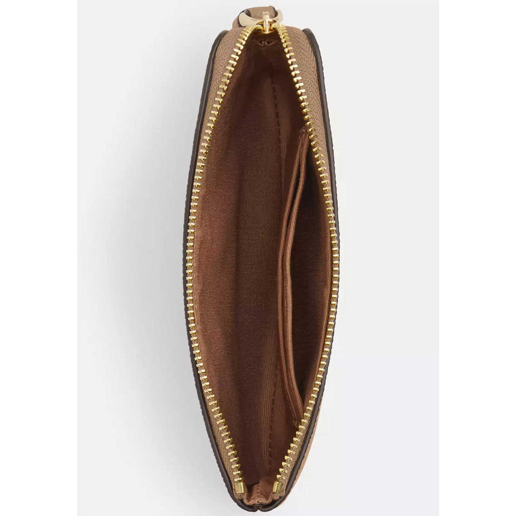 Coach Women's Wristlet - Crossgrain Leather Corner Zip, Gold/Taupe | CV396 TAE