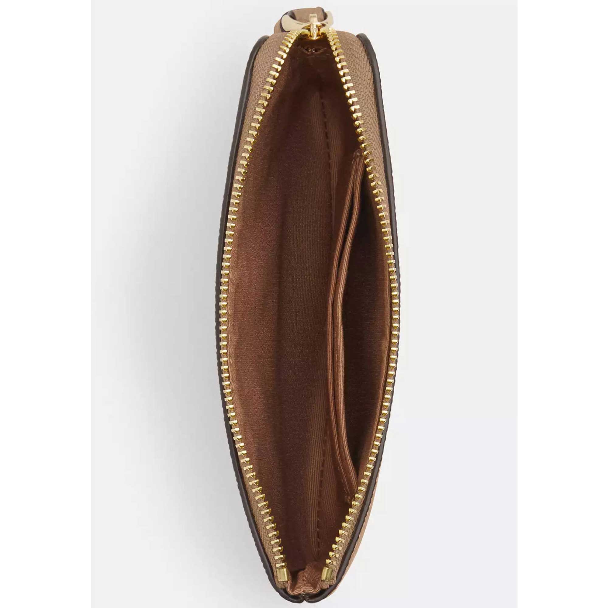 Coach Women's Wristlet - Crossgrain Leather Corner Zip, Gold/Taupe | CV396 TAE