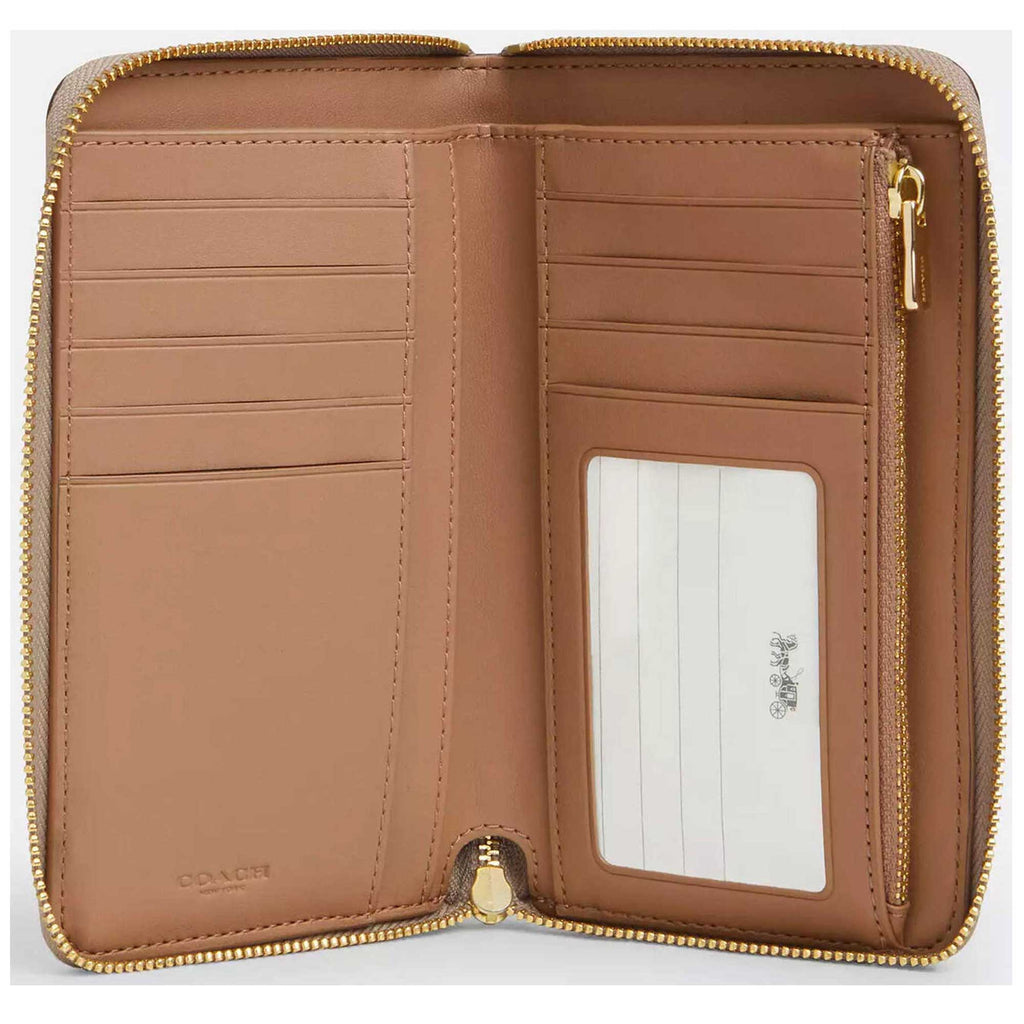 Coach Women's Zip Wallet - Signature Canvas Medium Id, Gold/Sand/Chalk | CW781 SD CHK