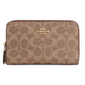 Coach Women's Zip Wallet - Signature Canvas Medium Id Gold/Tan/Brown | CW781 BRN