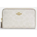 Coach Women's Zip Wallet - Canvas Medium Id, Gold/White/Chalk | CW781 WH CHK
