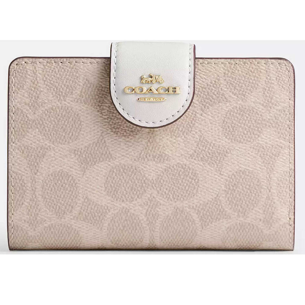 Coach Women's Zip Wallet - Medium Corner Canvas, Gold/Sand/Chalk | CW786 SD CHK