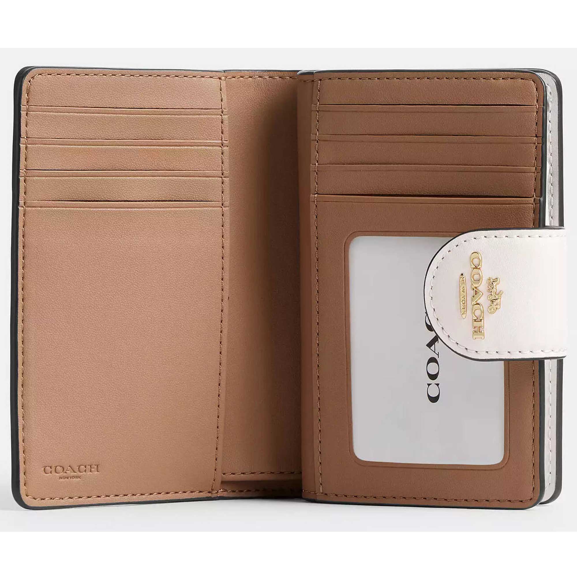 Coach Women's Zip Wallet - Medium Corner Canvas, Gold/Sand/Chalk | CW786 SD CHK