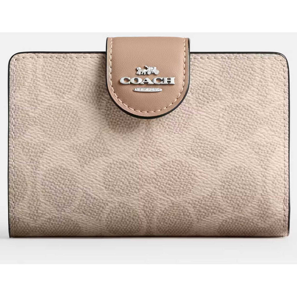 Coach Women's Zip Wallet - Medium Corner Canvas, Silver/Sand/Taupe | CW786 TAE