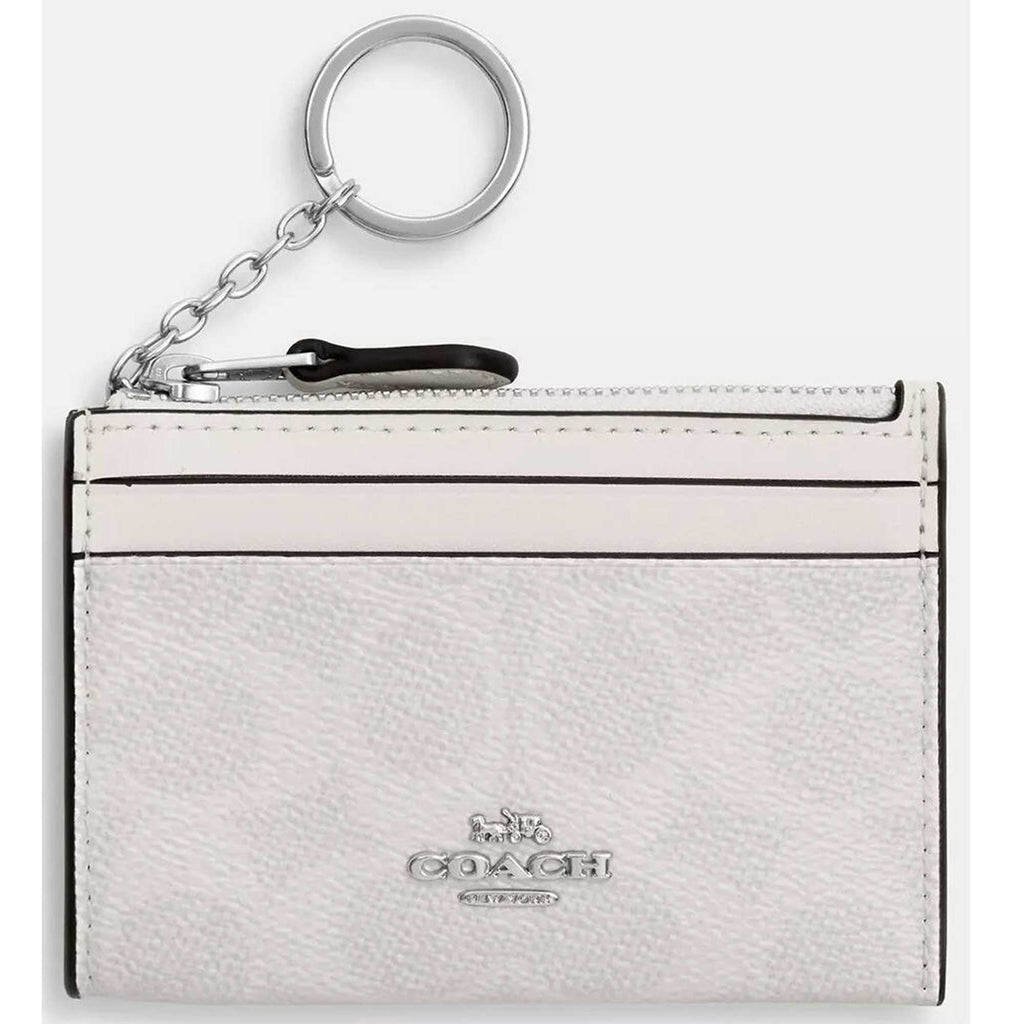Coach Women's Id Case - Mini Skinny Signature Canvas, Silver/White/Chalk | CW870 WH CHK