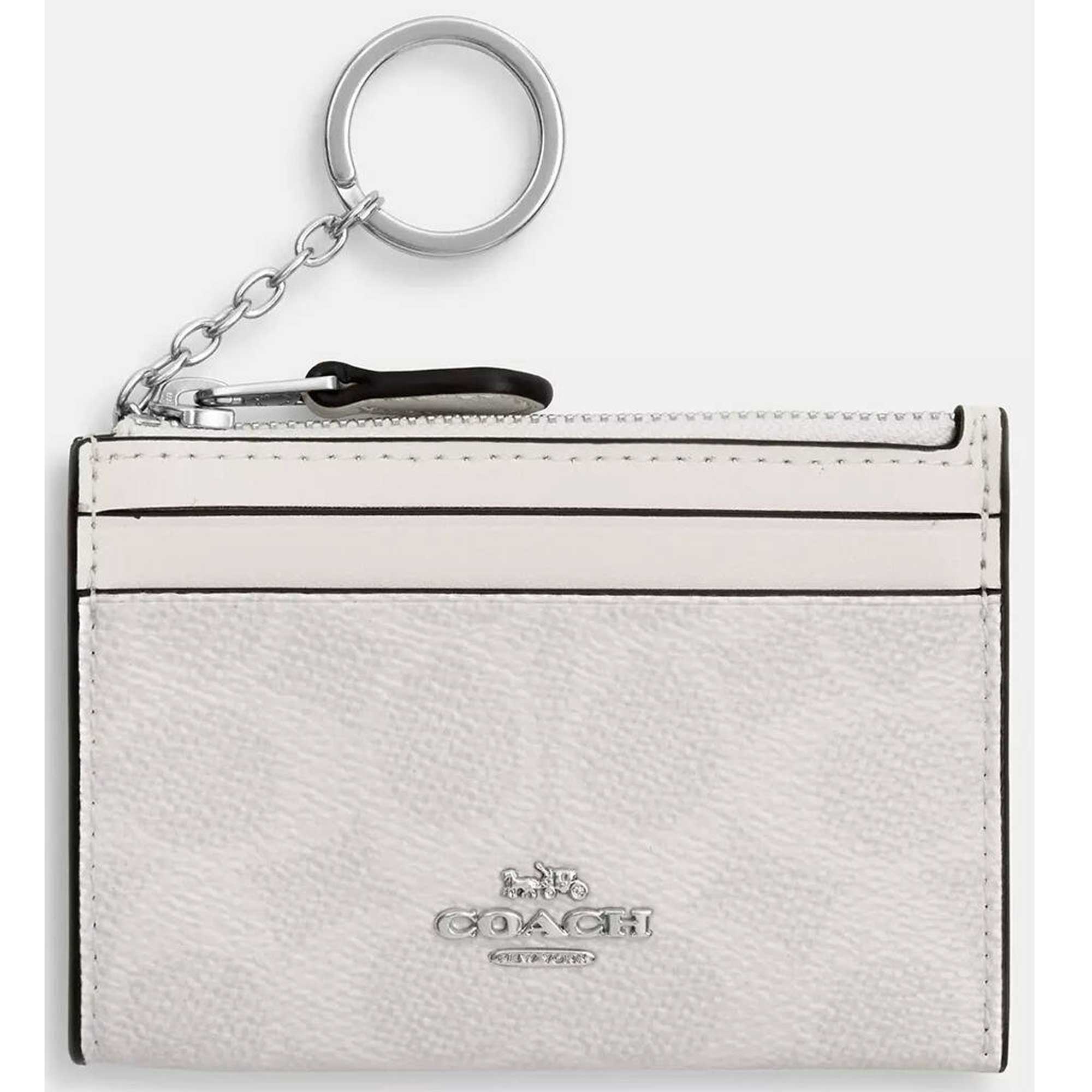 Coach Women's Id Case - Mini Skinny Signature Canvas, Silver/White/Chalk | CW870 WH CHK