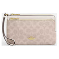 Coach Women's Wallet - Double Zip Signature Canvas, Gold/Sand/Chalk | CX161 SD CHK