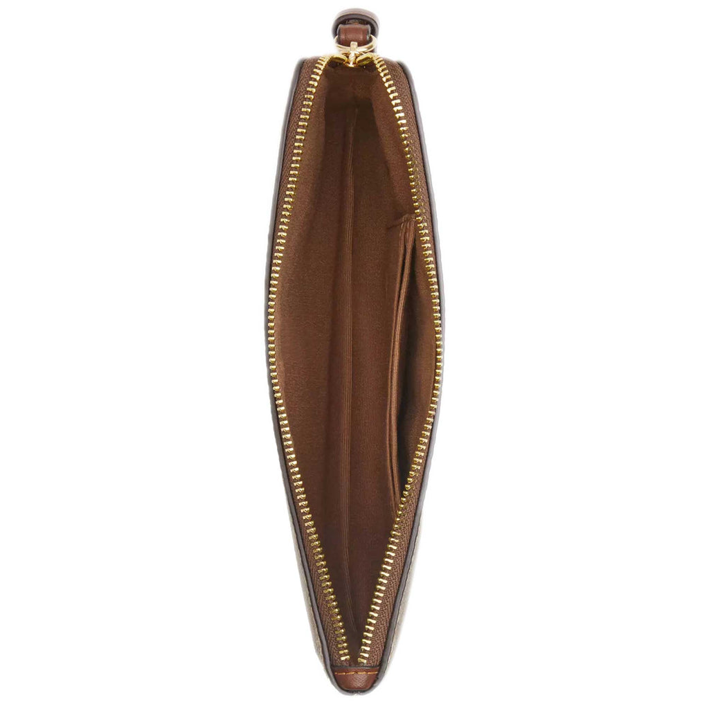 Coach Women's Wristlet - Large Corner Signature Canvas, Gold/Tan/Brown | CZ277 BRN