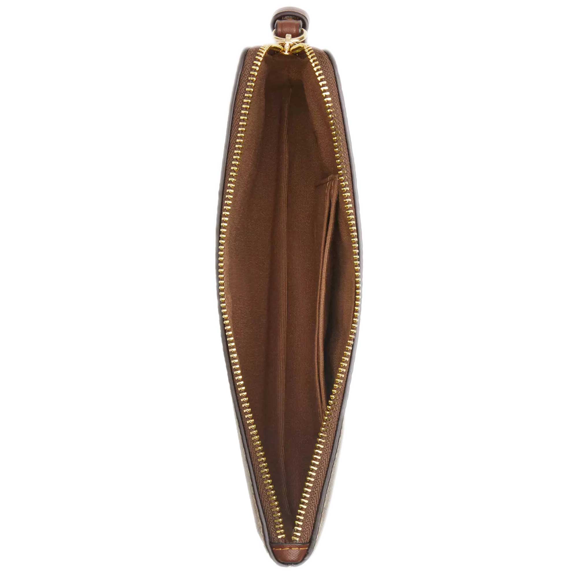 Coach Women's Wristlet - Large Corner Signature Canvas, Gold/Tan/Brown | CZ277 BRN