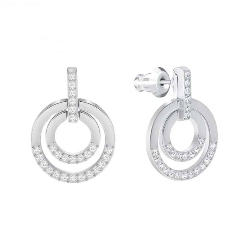Swarovski Women's Stud Earrings - Circle Clear Crystal and Rhodium Plating | 5349203
