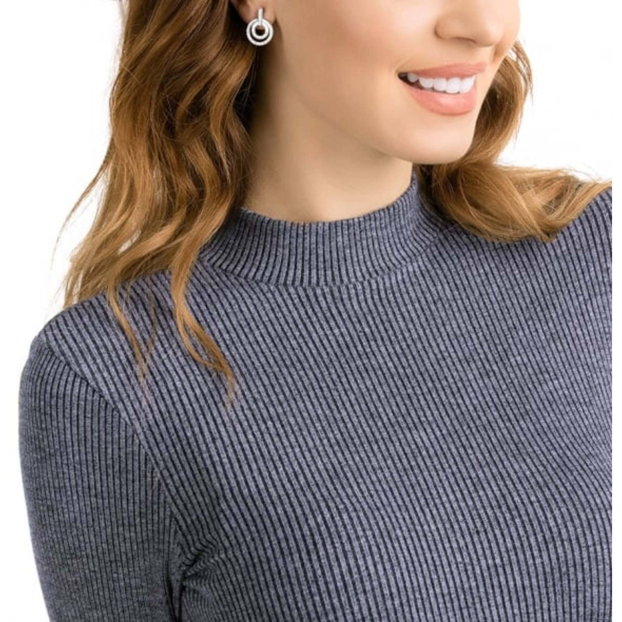 Swarovski Women's Stud Earrings - Circle Clear Crystal and Rhodium Plating | 5349203