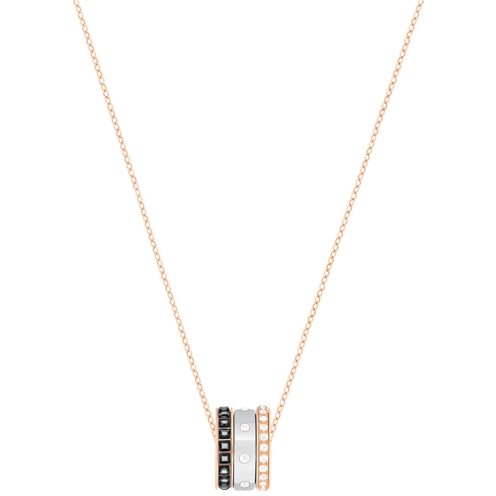 Swarovski Women's Pendant Necklace - Hint Black and Clear Crystals 3 Rings | 5353666