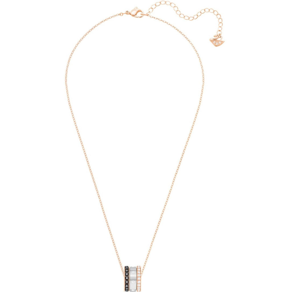 Swarovski Women's Pendant Necklace - Hint Black and Clear Crystals 3 Rings | 5353666