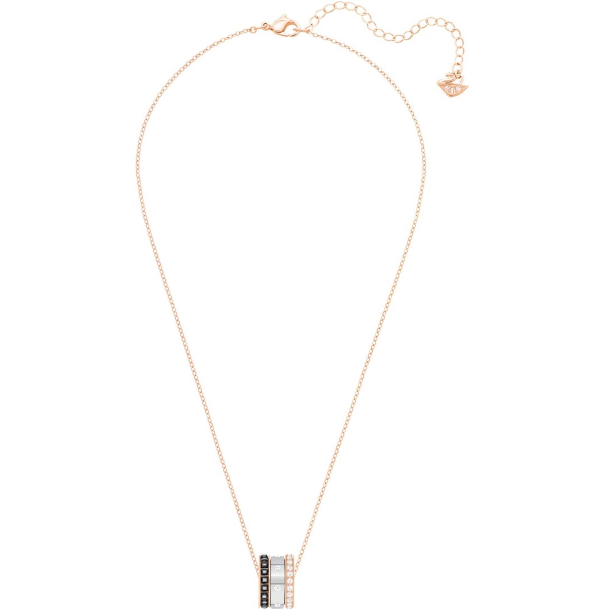 Swarovski Women's Pendant Necklace - Hint Black and Clear Crystals 3 Rings | 5353666