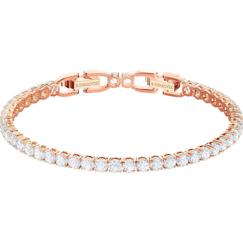 Swarovski Women's Bracelet - Rose Gold Tone White Crystals Round Tennis | 5464948