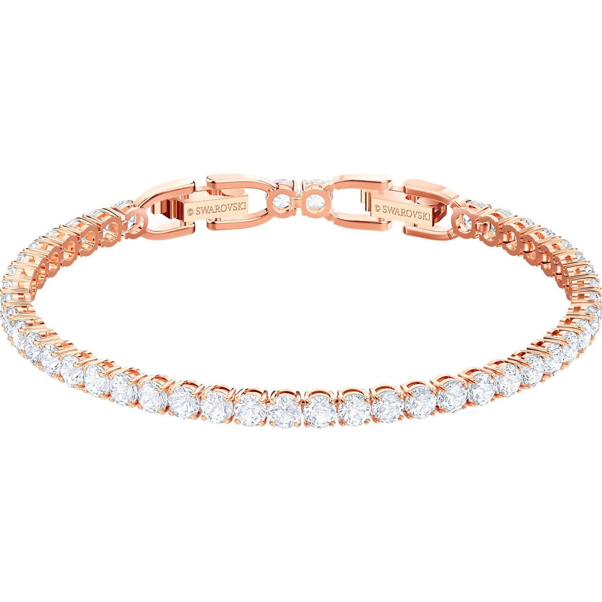 Swarovski Women's Bracelet - Rose Gold Tone White Crystals Round Tennis | 5464948