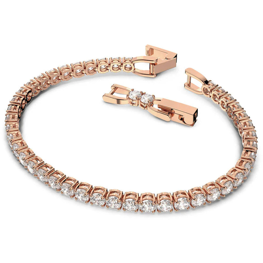 Swarovski Women's Bracelet - Rose Gold Tone White Crystals Round Tennis | 5464948
