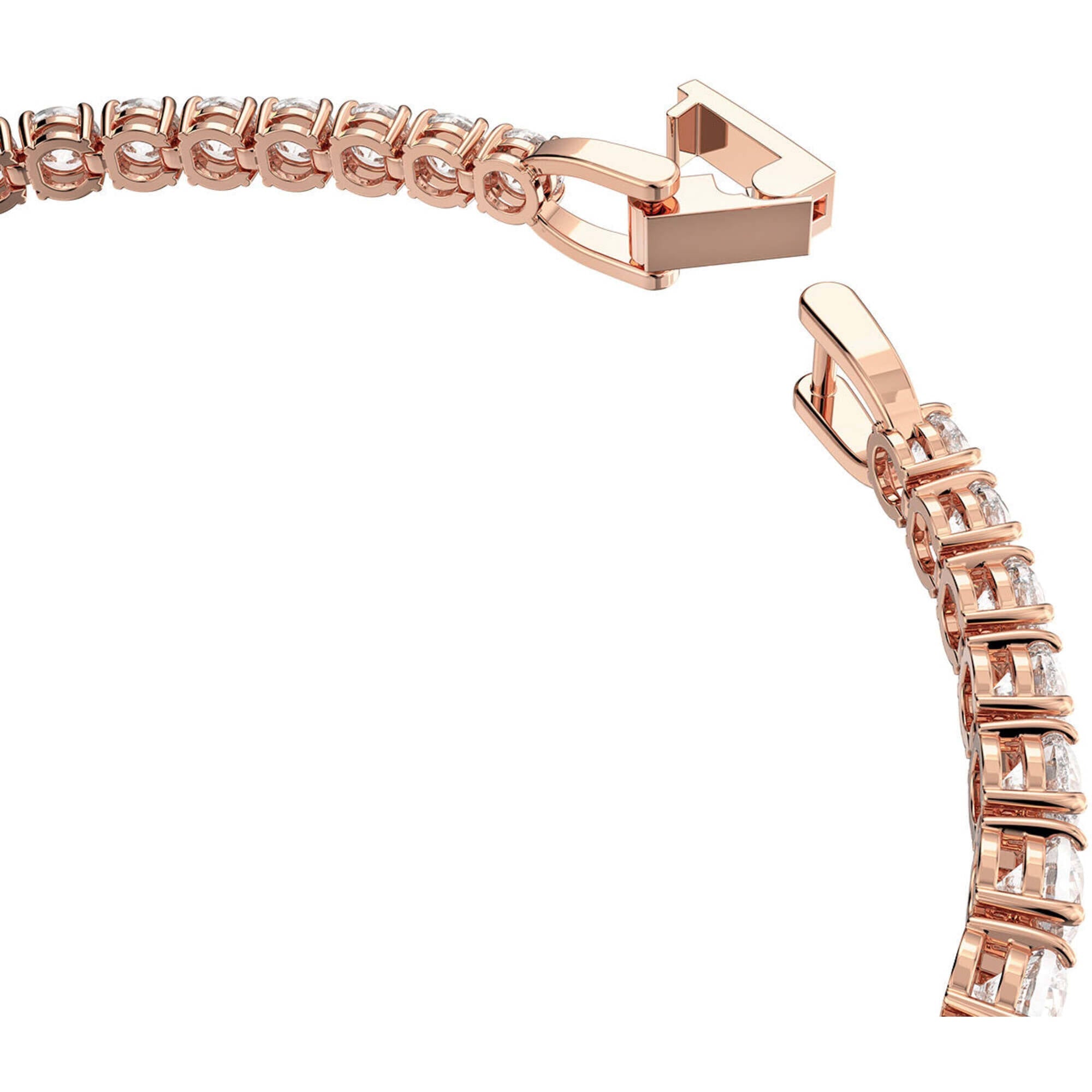 Swarovski Women's Bracelet - Rose Gold Tone White Crystals Round Tennis | 5464948