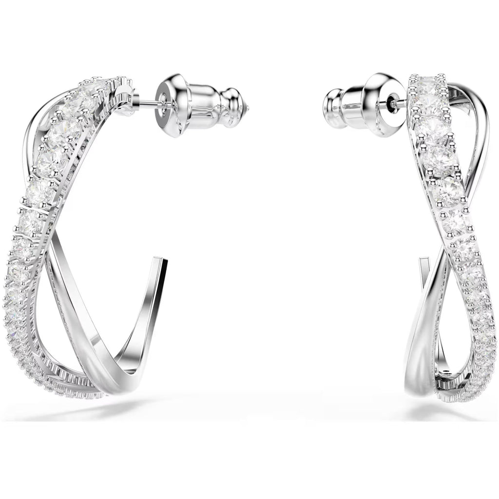 Swarovski Women's Hoop Earrings - Hyperbola Two Curving Lines Intertwined | 5563908