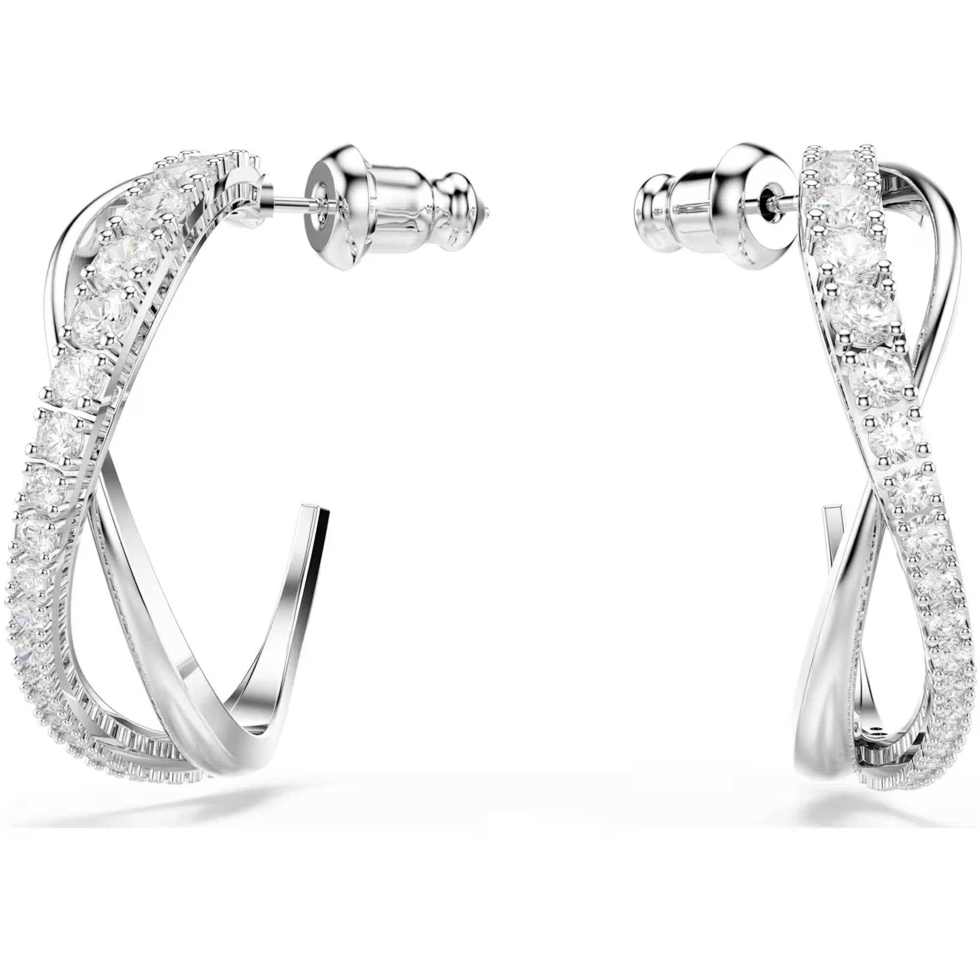 Swarovski Women's Hoop Earrings - Hyperbola Two Curving Lines Intertwined | 5563908
