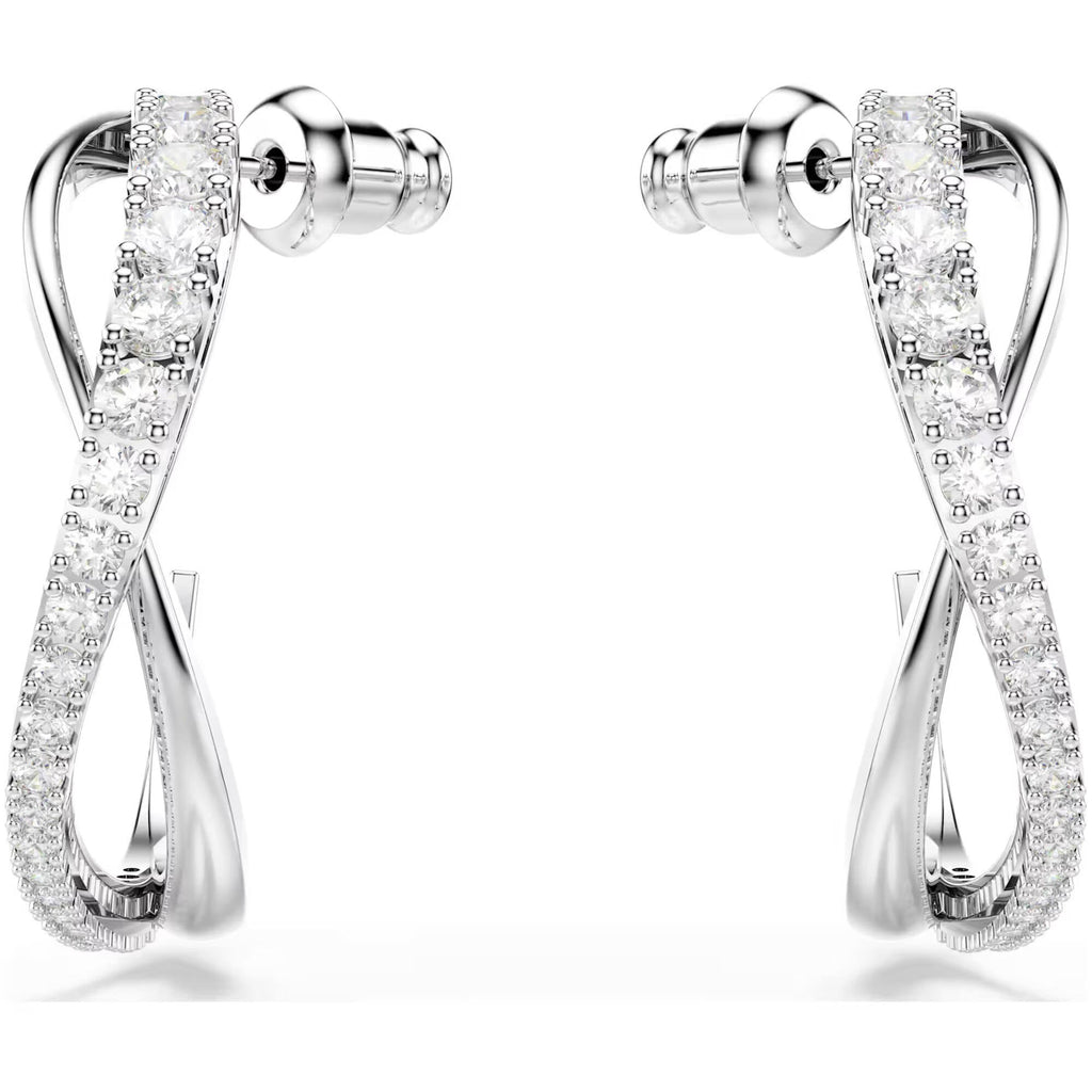Swarovski Women's Hoop Earrings - Hyperbola Two Curving Lines Intertwined | 5563908