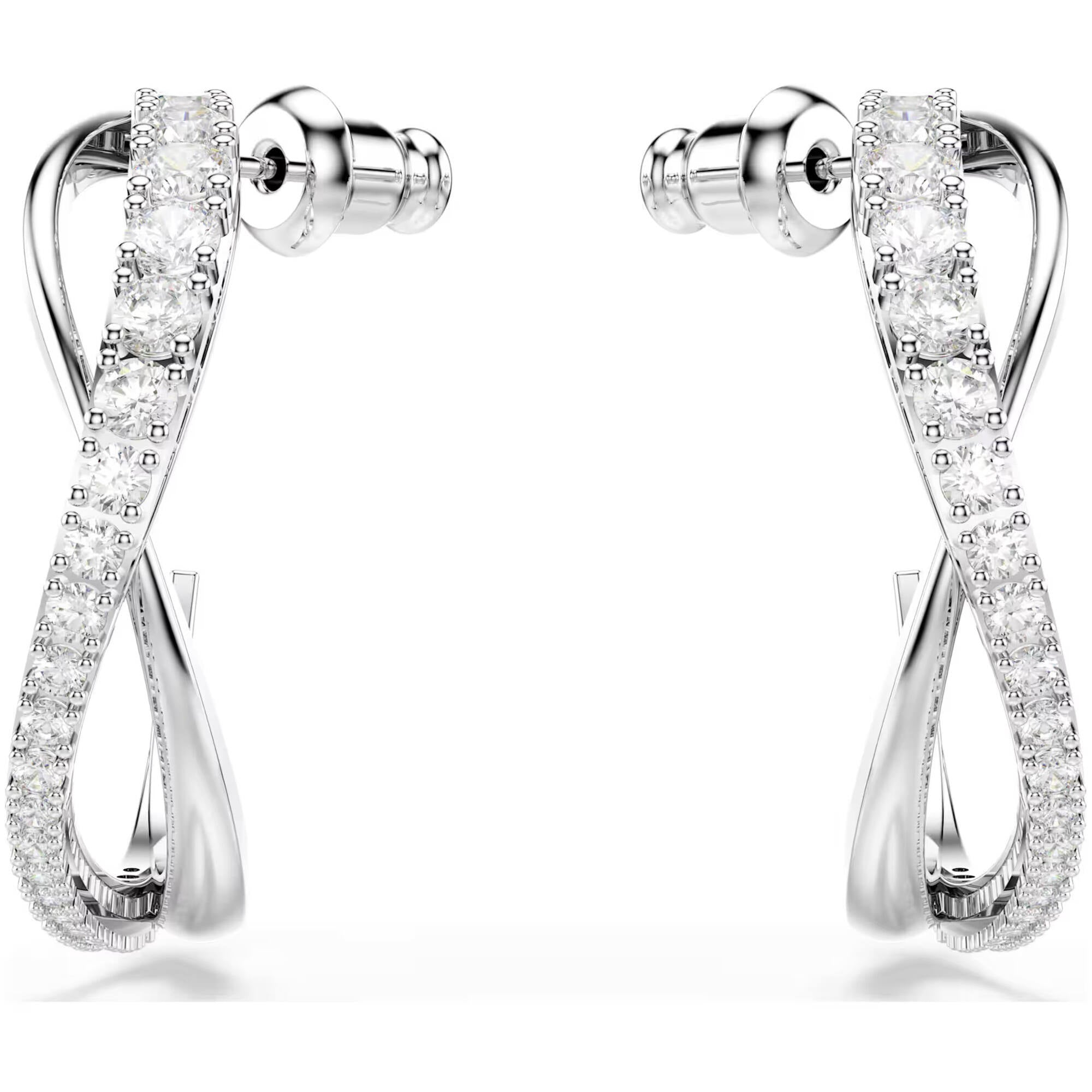 Swarovski Women's Hoop Earrings - Hyperbola Two Curving Lines Intertwined | 5563908