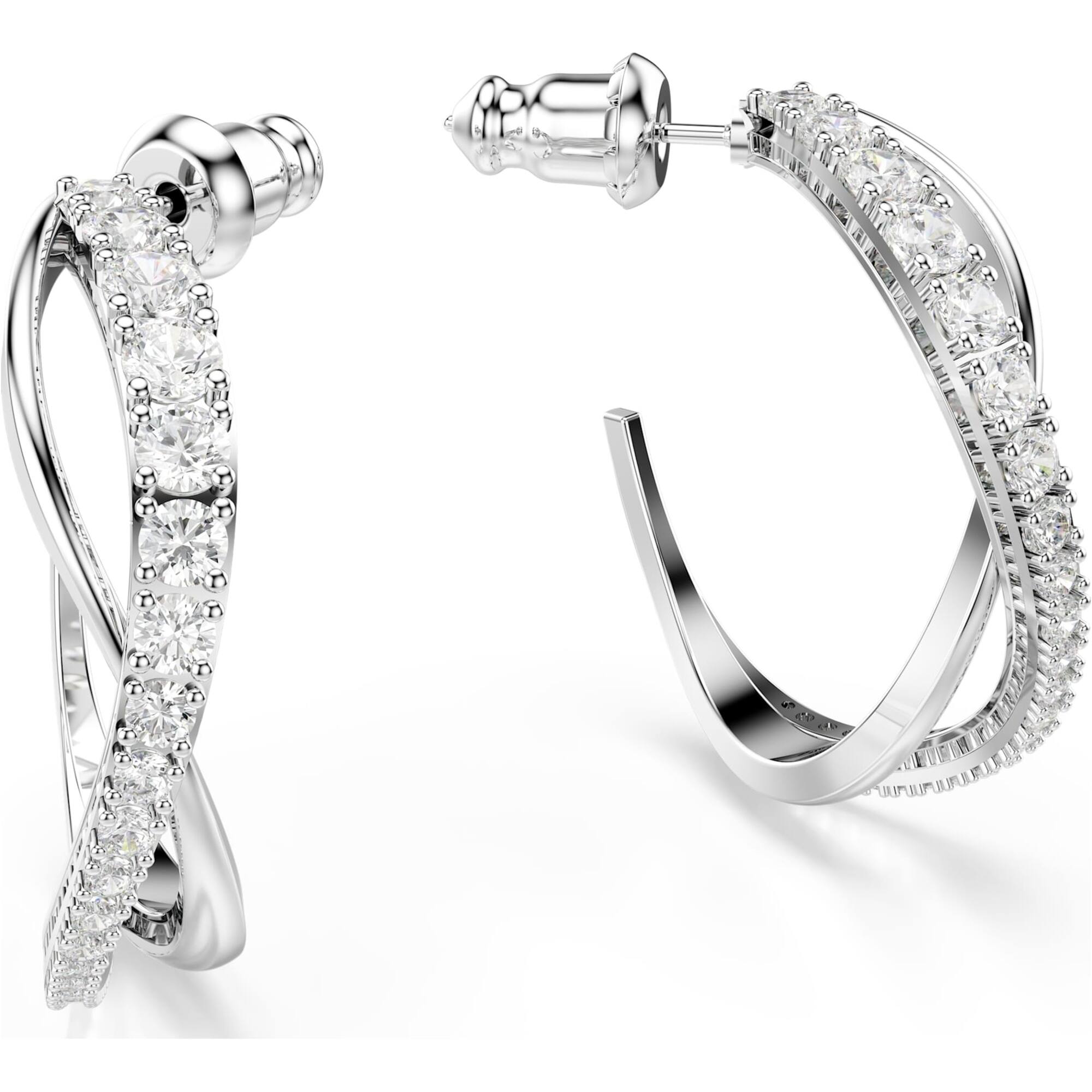 Swarovski Women's Hoop Earrings - Hyperbola Two Curving Lines Intertwined | 5563908