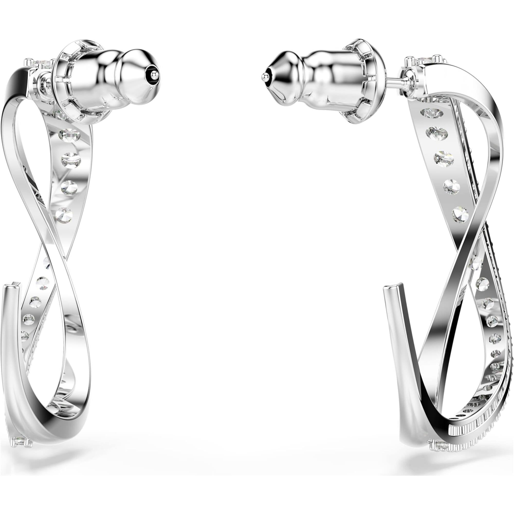 Swarovski Women's Hoop Earrings - Hyperbola Two Curving Lines Intertwined | 5563908
