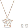 Swarovski Women's Stud Earrings and Necklace Set - Stella Rose Gold Tone | 5622730