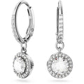 Swarovski Women's Drop Earrings - Una Rhodium Plated Round Cut Angelic | 5636270
