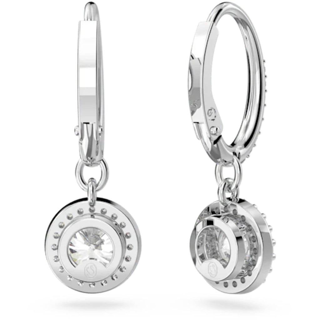 Swarovski Women's Drop Earrings - Una Rhodium Plated Round Cut Angelic | 5636270
