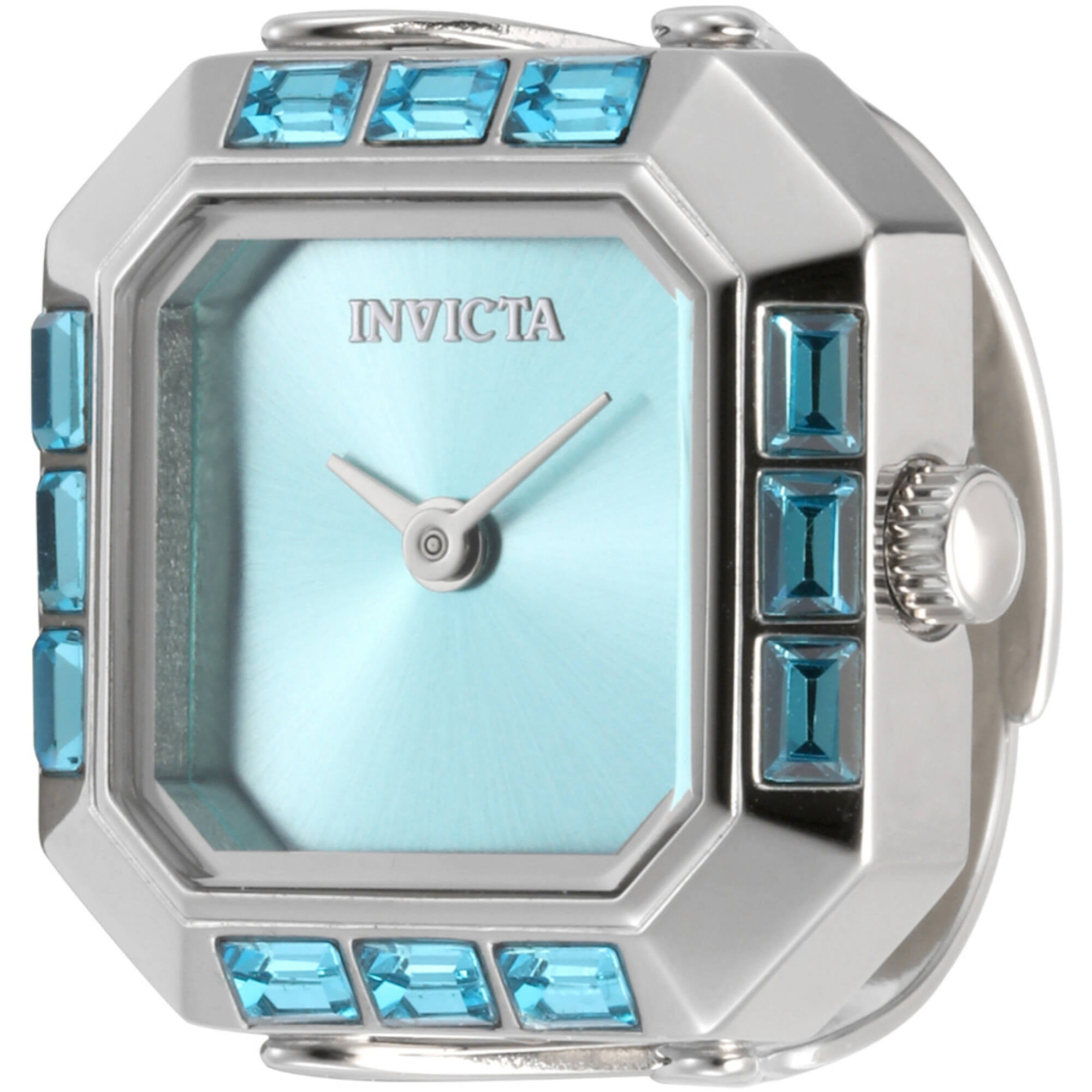 Invicta Women's Mini Ring Watch - Angel Light Blue Dial Silver Band Crystal | 49579