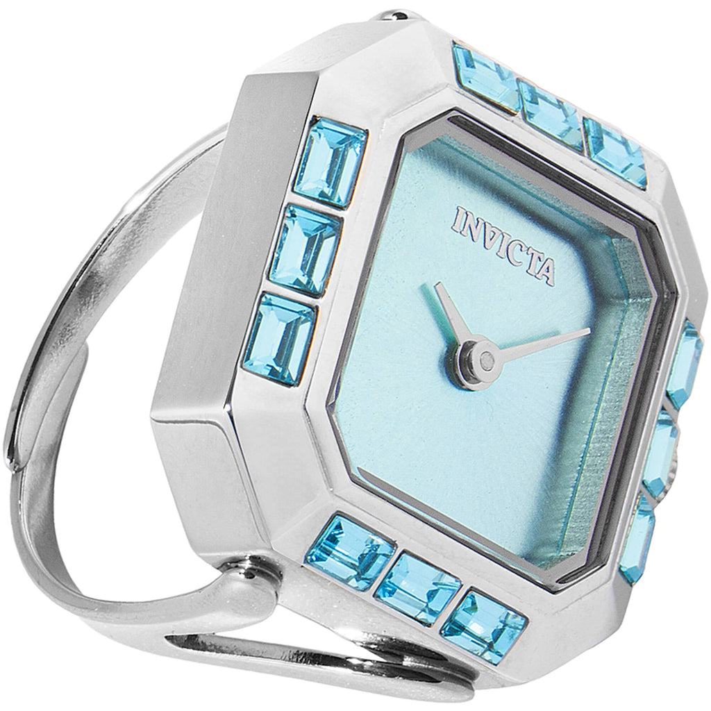 Invicta Women's Mini Ring Watch - Angel Light Blue Dial Silver Band Crystal | 49579