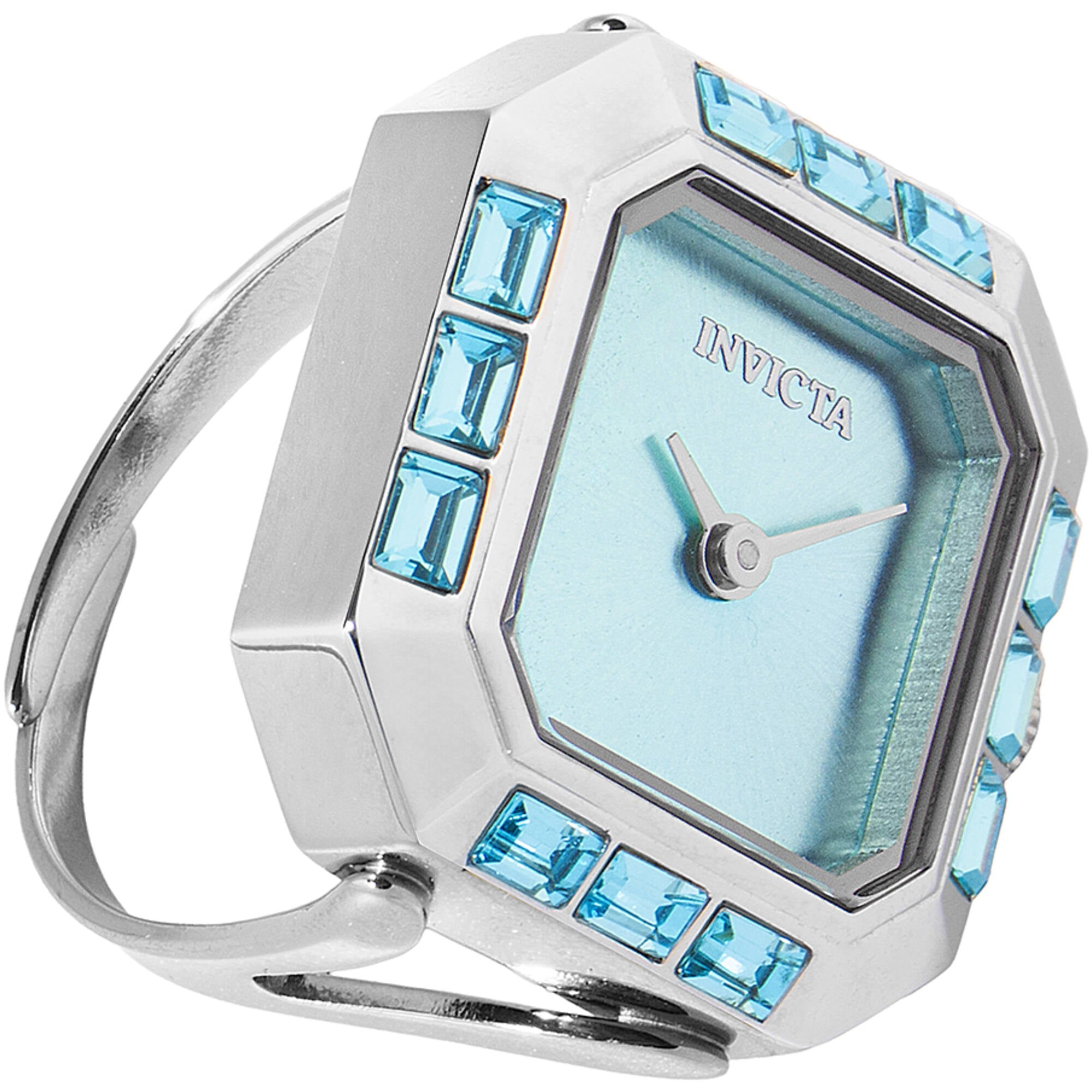 Invicta Women's Mini Ring Watch - Angel Light Blue Dial Silver Band Crystal | 49579