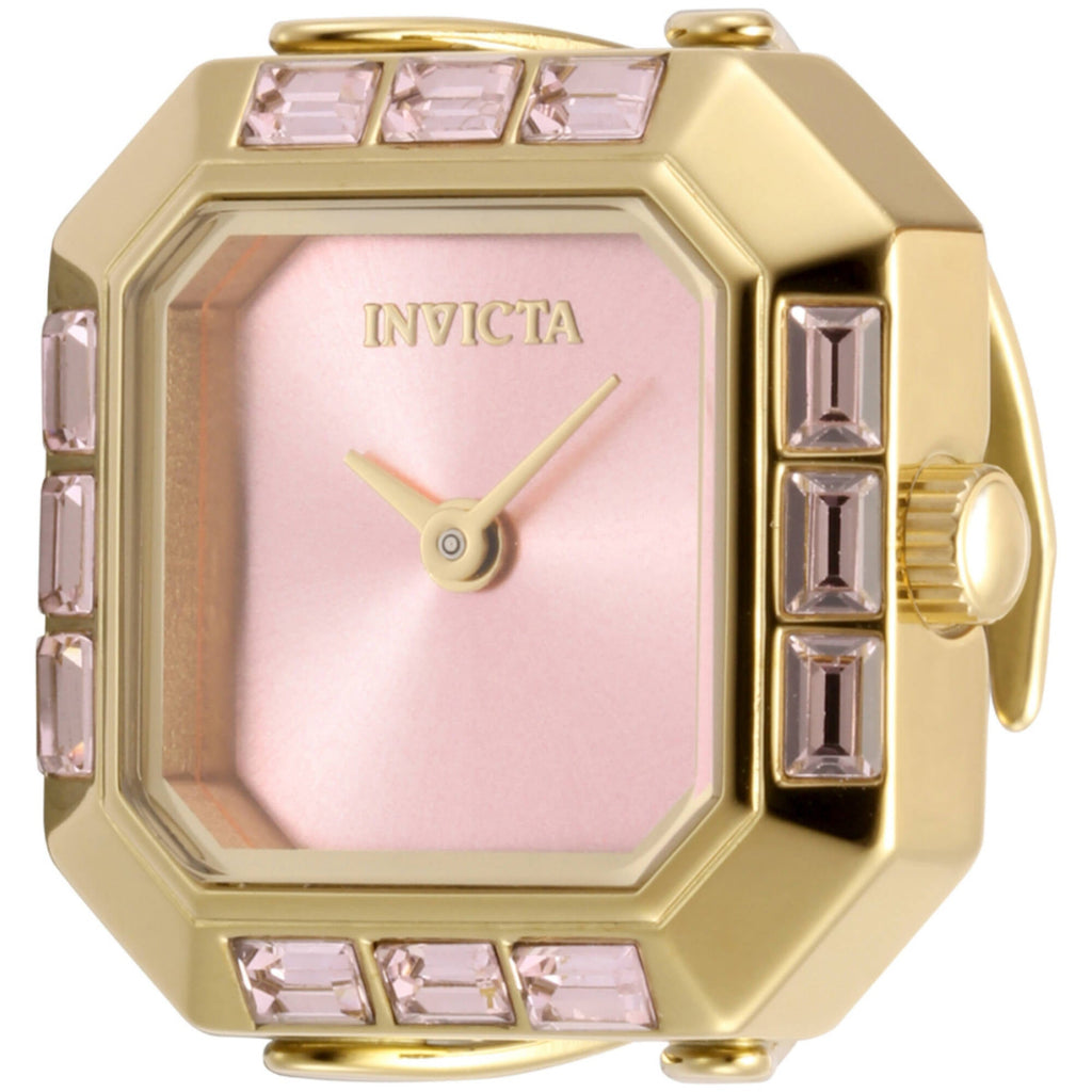 Invicta Women's Mini Ring Watch - Angel Pink Dial Yellow Gold Band Crystal | 49586