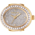 Invicta Women's Mini Ring Watch - Angel Silver Glitter Dial Yellow Gold Band | 49599