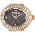 Invicta Women's Mini Ring Watch - Angel Black Glitter Dial Yellow Gold Band | 49601