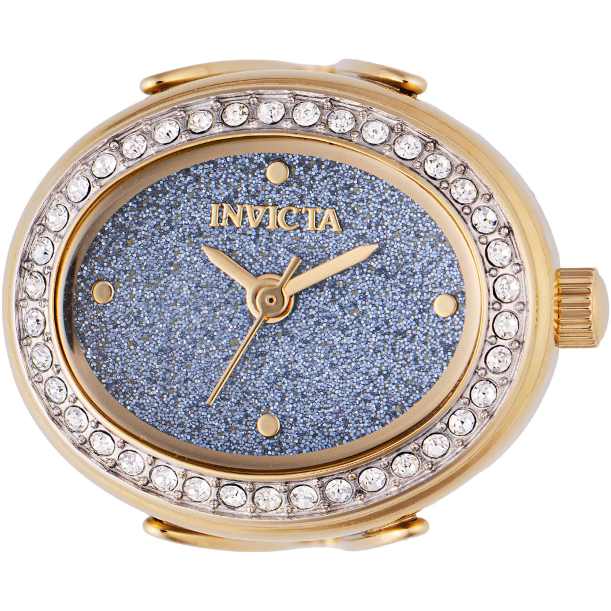 Invicta Women's Mini Ring Watch - Angel Blue Glitter Dial Yellow Gold Band | 49603